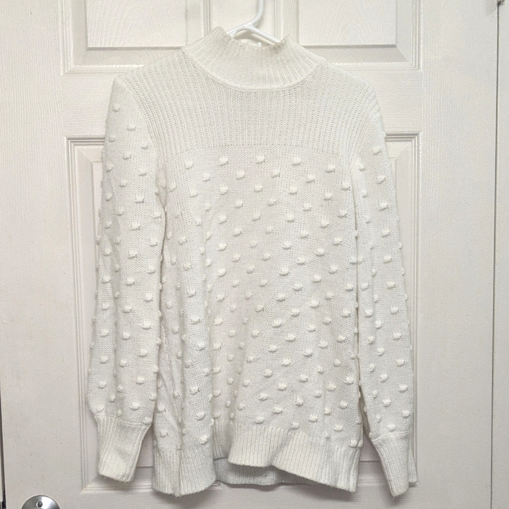 Calvin klein mock neck sweater with 3D polka dots